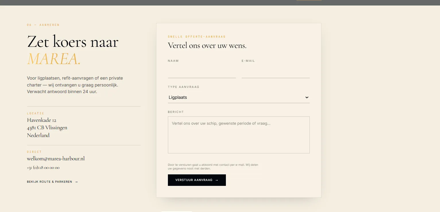 Voorbeeldwebsite Deewey — Contact & offerte