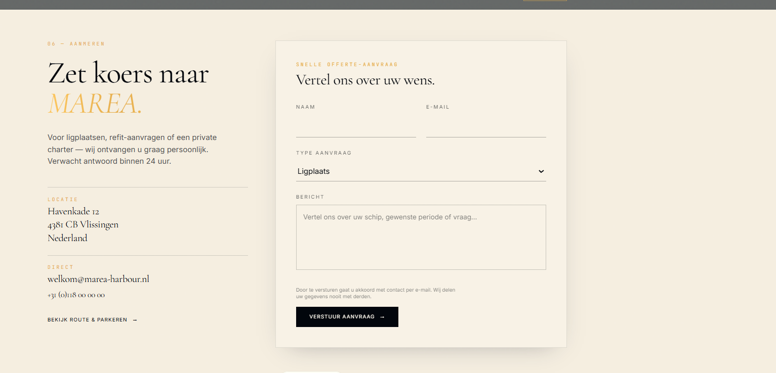 Voorbeeldwebsite Deewey — Contact & offerte